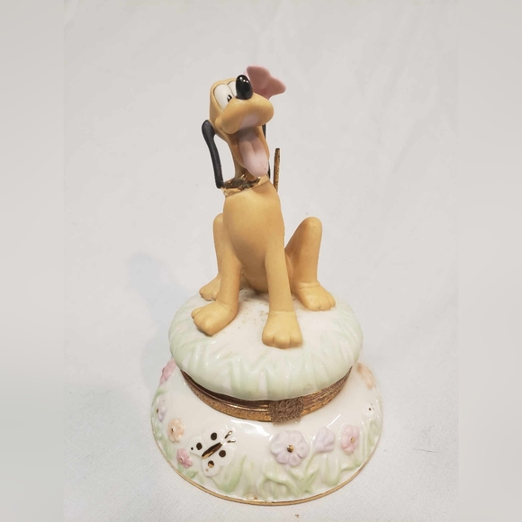 Lenox Disney A Friend For Pluto Trinket Box Figurine Butterfly - Picture 4 of 5